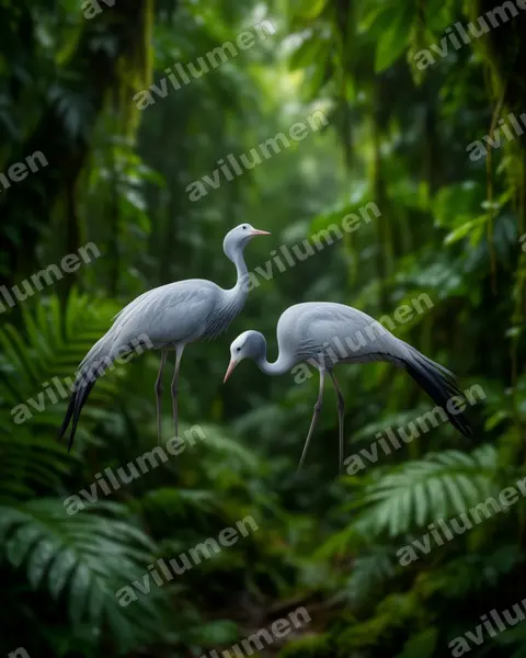 Illustration Réaliste : Anthropoides paradiseus (Grue de paradis)