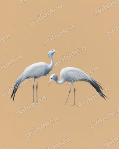 Illustration Crayon de couleur : Anthropoides paradiseus (Grue de paradis)