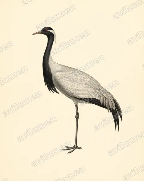 Vintage plate illustration: Anthropoides virgo (Demoiselle crane)