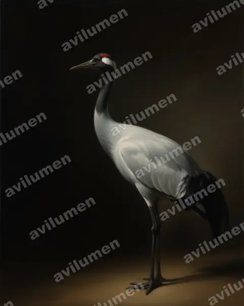 Oil illustration: Anthropoides virgo (Demoiselle crane)