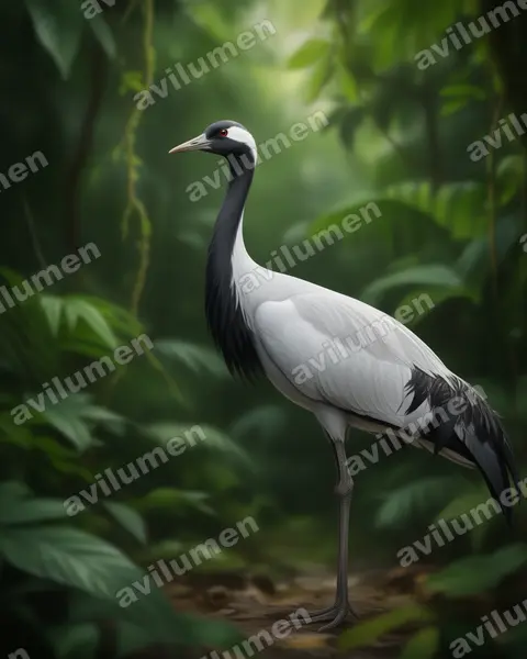 Realistic illustration: Anthropoides virgo (Demoiselle crane)