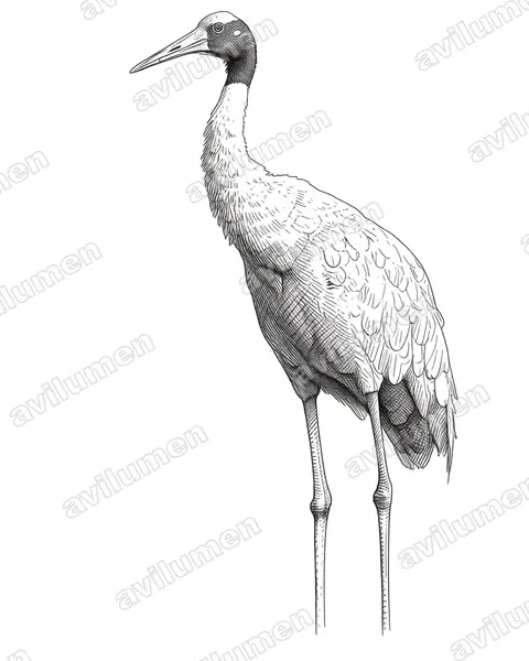 Ilustración en Tinta: Antigone antigone (Grulla sarus​)