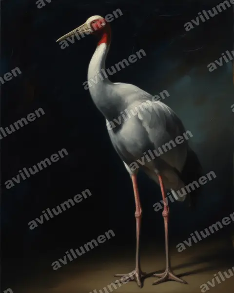 Ilustración en Óleo: Antigone antigone (Grulla sarus​)