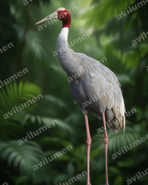 Ilustración en Realista: Antigone antigone (Grulla sarus​)