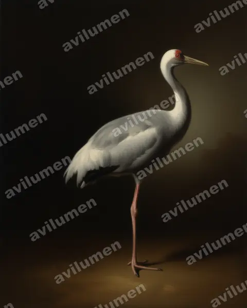 Oil illustration: Antigone vipio (White-naped crane)
