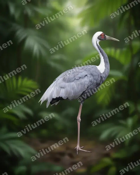 Realistic illustration: Antigone vipio (White-naped crane)