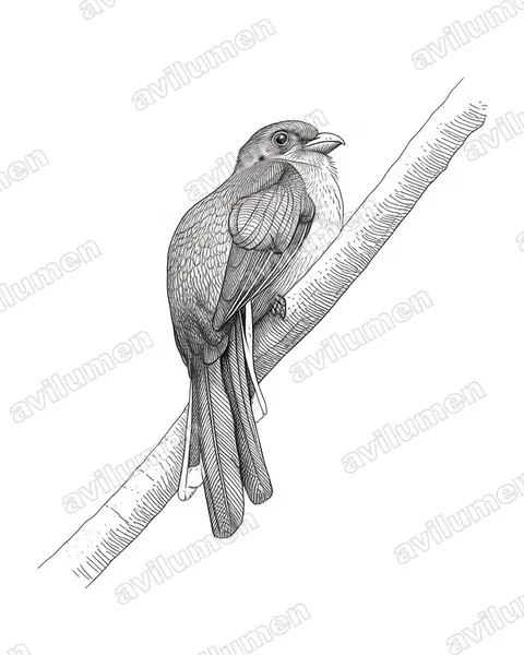Ilustración en Tinta: Apalharpactes reinwardtii (Trogón de Java)