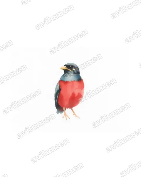 Illustration im Stil Aquarell: Gelbwangentrogon (Apaloderma aequatoriale)