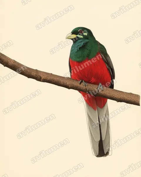 Illustration Planche ancienne : Apaloderma narina (Trogon narina)