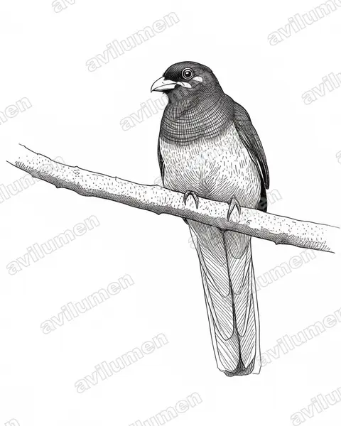 Illustration Encre : Apaloderma narina (Trogon narina)