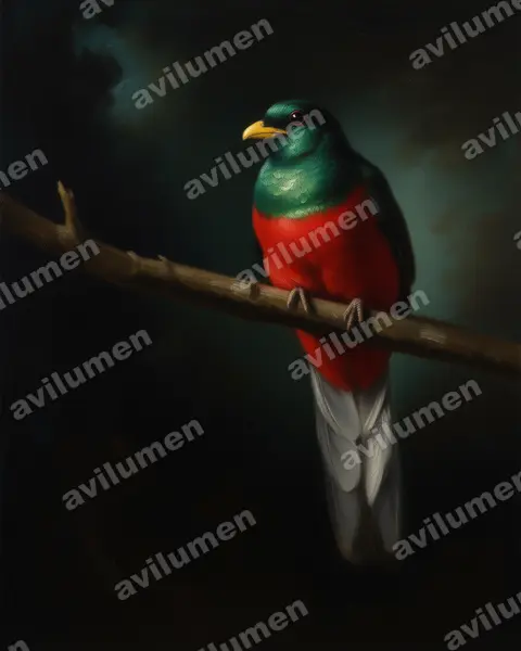 Illustration Huile : Apaloderma narina (Trogon narina)
