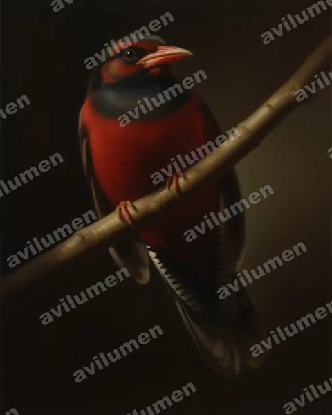 Illustration im Stil Öl: Bergtrogon (Apaloderma vittatum)