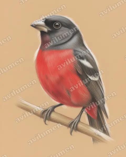 Illustration im Stil Buntstift: Bergtrogon (Apaloderma vittatum)