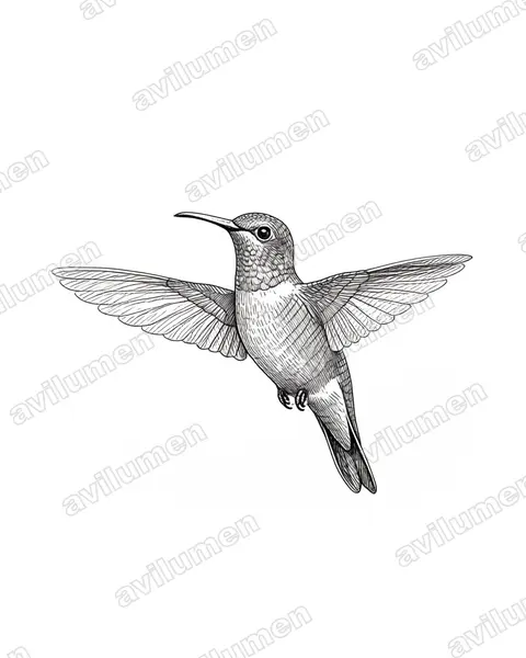 Illustration Encre : Aphantochroa cirrochloris (Colibri vert et gris)