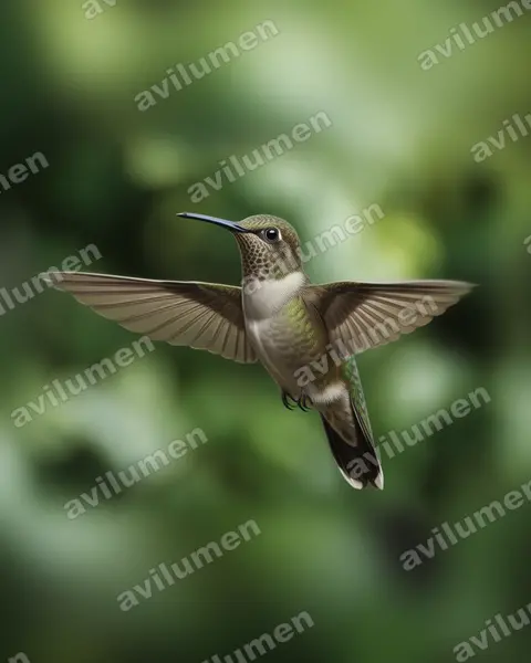 Illustration Réaliste : Aphantochroa cirrochloris (Colibri vert et gris)