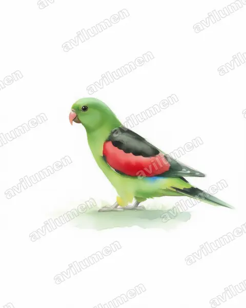 Ilustración en Acuarela: Aprosmictus erythropterus (Papagayo alirrojo)