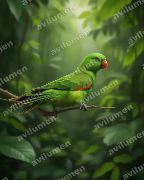 Illustration Réaliste : Aprosmictus jonquillaceus (Perruche jonquille)