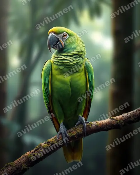 Realistic illustration: Ara ambiguus (Great Green Macaw)