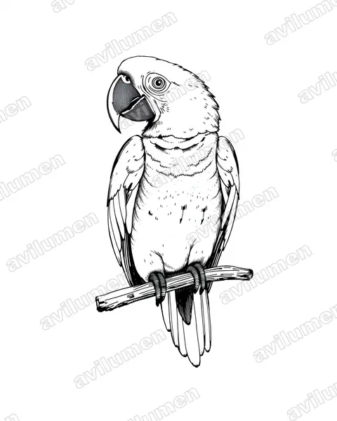 Ilustración en Tinta: Ara autocthones (Ara autochtones)