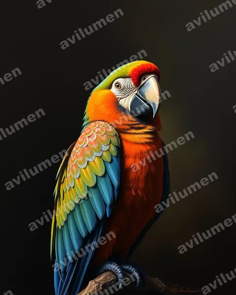 Ilustración en Óleo: Ara autocthones (Ara autochtones)