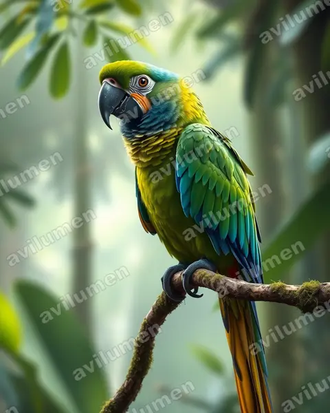 Ilustración en Realista: Ara autocthones (Ara autochtones)