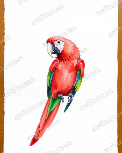 Illustration Aquarelle : Ara chloropterus (Ara chloroptère)