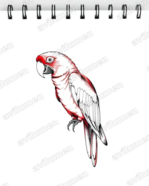 Ilustración en Tinta: Ara erythrocephala (Guacamayo jamaicano verdiamarillo)