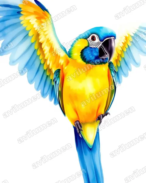 Watercolor illustration: Ara glaucogularis (Blue-throated Macaw)