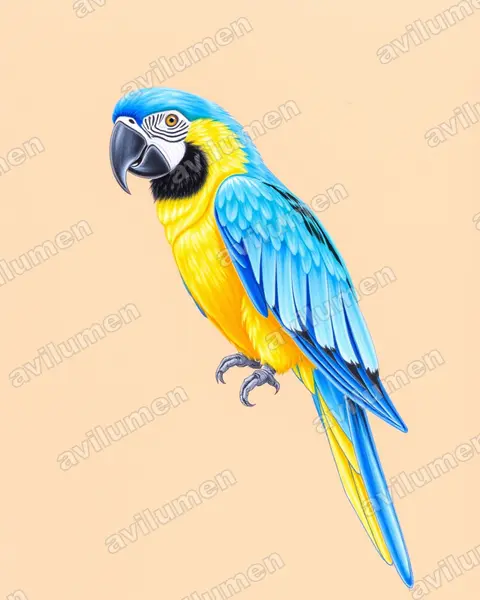 Colored pencil illustration: Ara glaucogularis (Blue-throated Macaw)