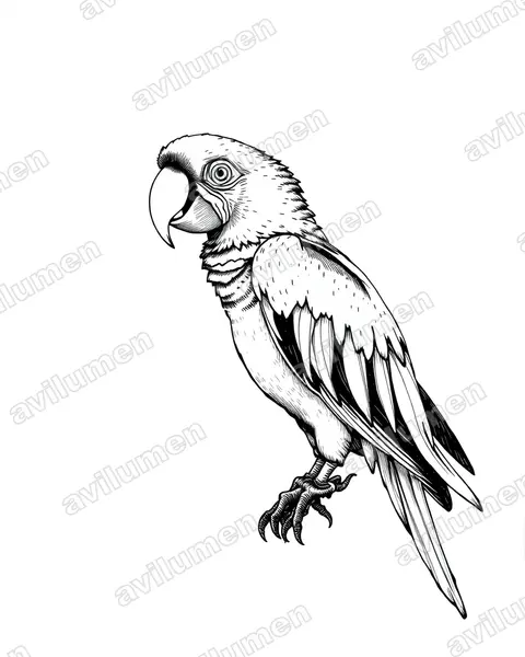 Illustration Encre : Ara gossei (Jamaican Red Macaw)
