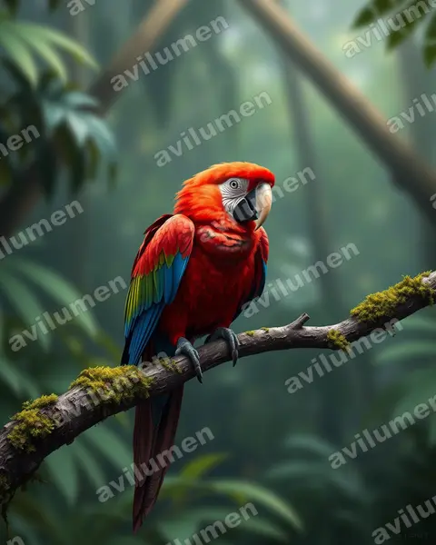 Illustration Réaliste : Ara gossei (Jamaican Red Macaw)