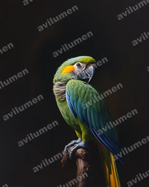 小安地列斯金剛鸚鵡（Ara guadeloupensis）的油画插画