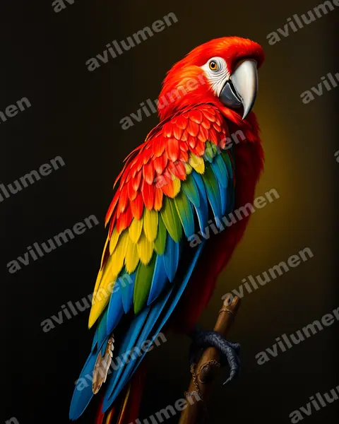 Ilustración en Óleo: Ara macao (Guacamayo rojo)