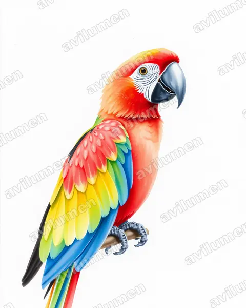 Illustration Aquarelle : Ara martinica (Martinique Macaw)