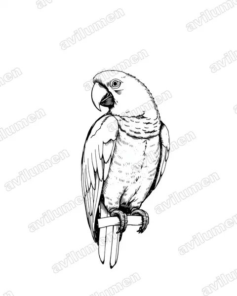 Illustration Encre : Ara martinica (Martinique Macaw)