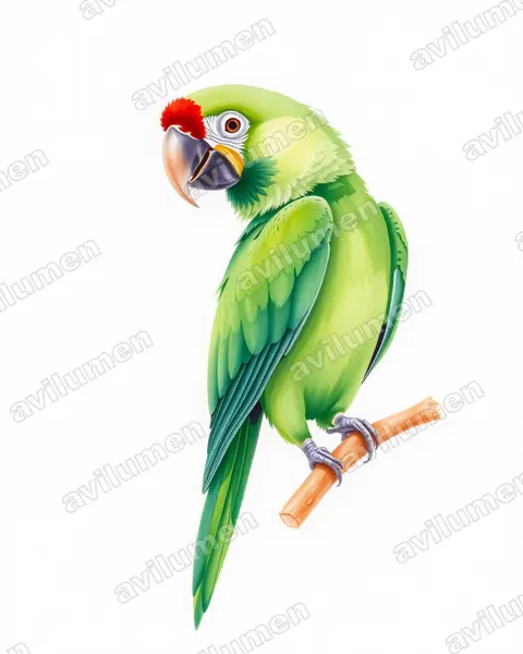 Illustration Aquarelle : Ara severus (Ara vert)