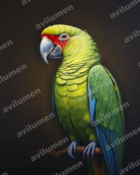 Illustration Huile : Ara severus (Ara vert)
