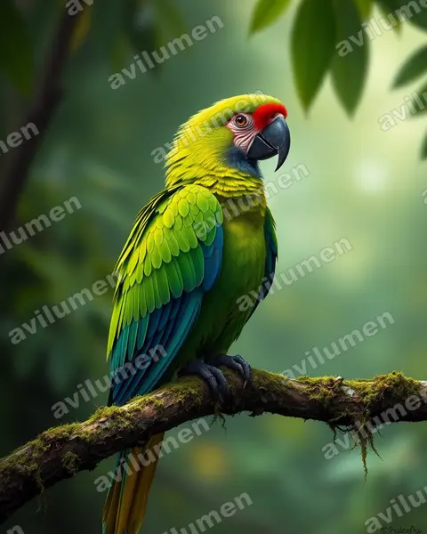 Illustration Réaliste : Ara severus (Ara vert)
