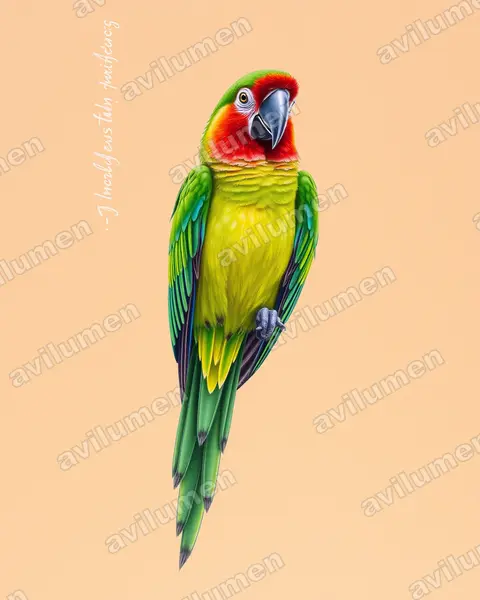 Illustration Crayon de couleur : Ara severus (Ara vert)