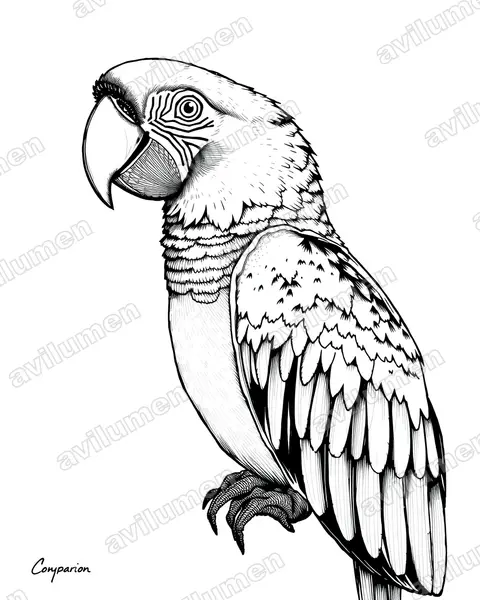 Ilustración en Tinta: Ara tricolor (Guacamayo cubano)