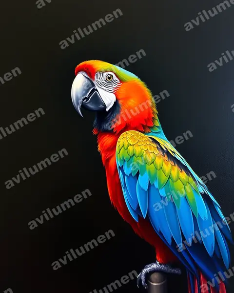 Ilustración en Óleo: Ara tricolor (Guacamayo cubano)