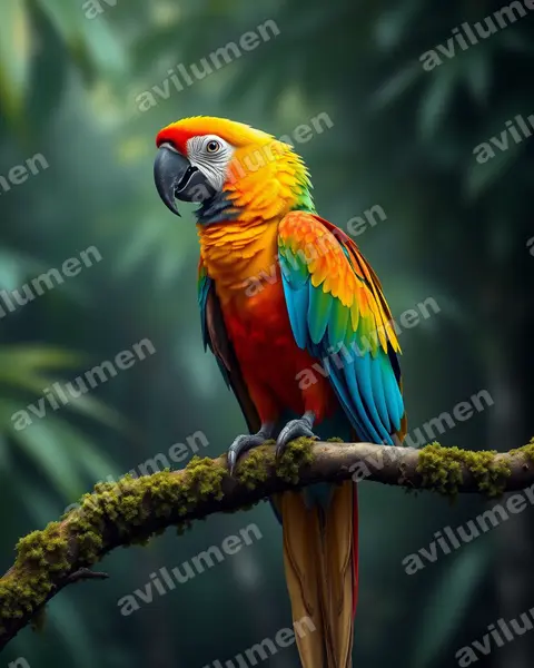 Ilustración en Realista: Ara tricolor (Guacamayo cubano)