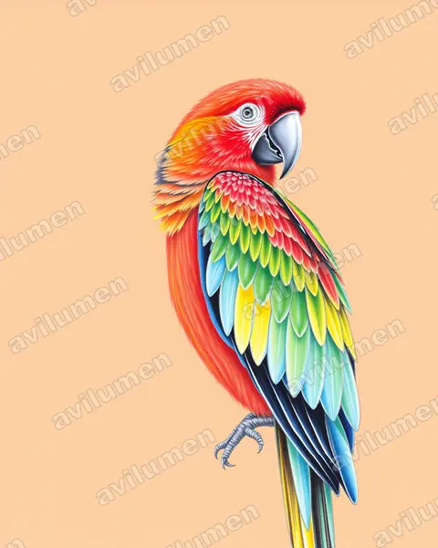 Ilustración en Lápiz de color: Ara tricolor (Guacamayo cubano)