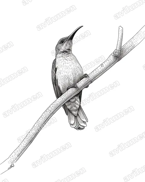 Ilustración en Tinta: Arachnothera affinis (Arañero pechiestriado)