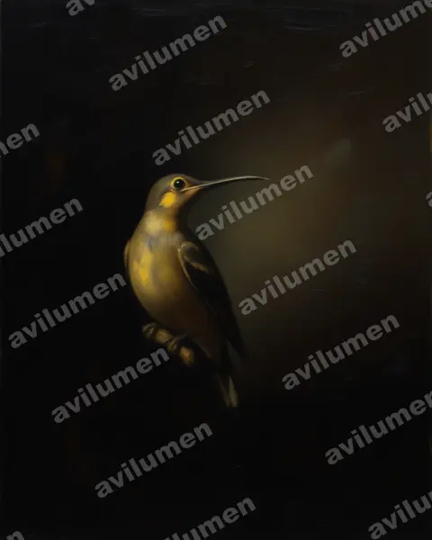 Yellow-eared Spiderhunter（Arachnothera chrysogenys）的油画插画
