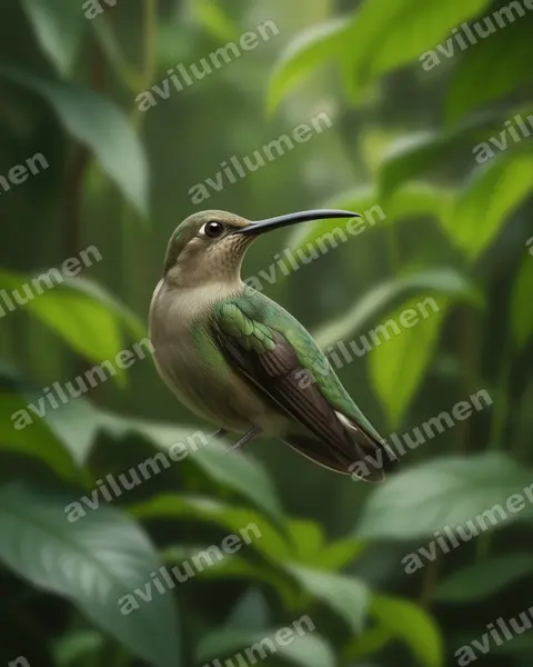 Yellow-eared Spiderhunter（Arachnothera chrysogenys）的写实插画
