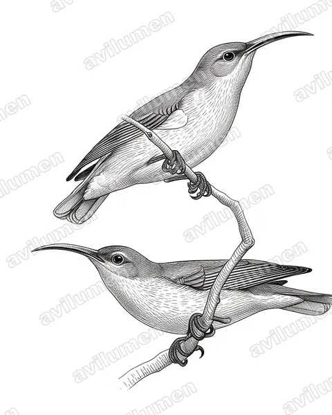 Ink illustration: Arachnothera crassirostris (Thick-billed Spiderhunter)