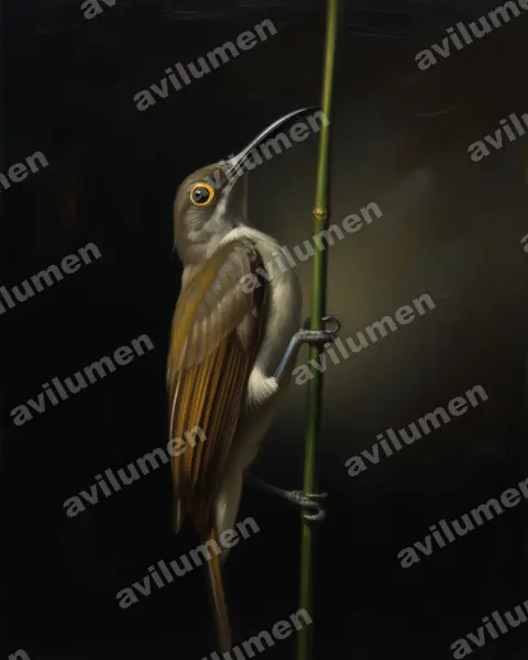 Illustration Huile : Arachnothera dilutior (Arachnothère pâle)