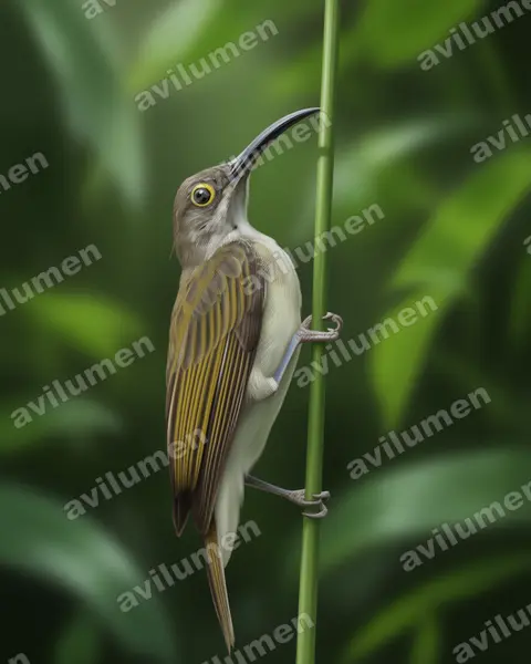 Illustration Réaliste : Arachnothera dilutior (Arachnothère pâle)