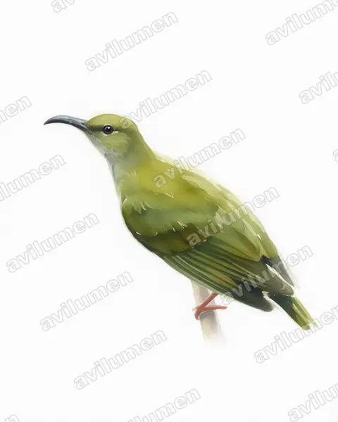 Illustration im Stil Aquarell: Bornean Spiderhunter (Arachnothera everetti)